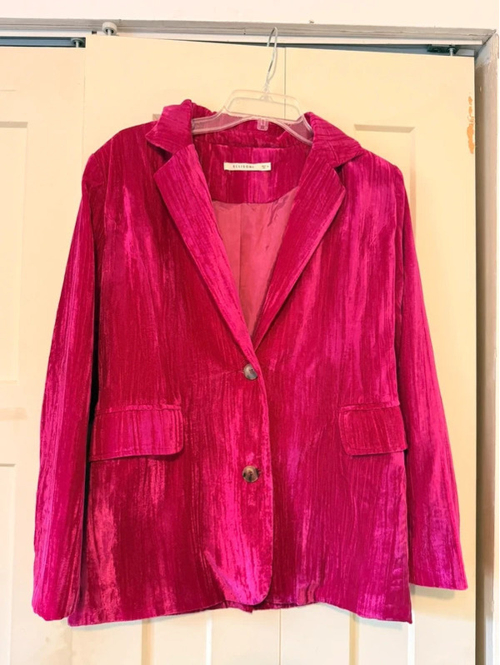 Ellison velvet fuschia pink blazer button up jacket size small s